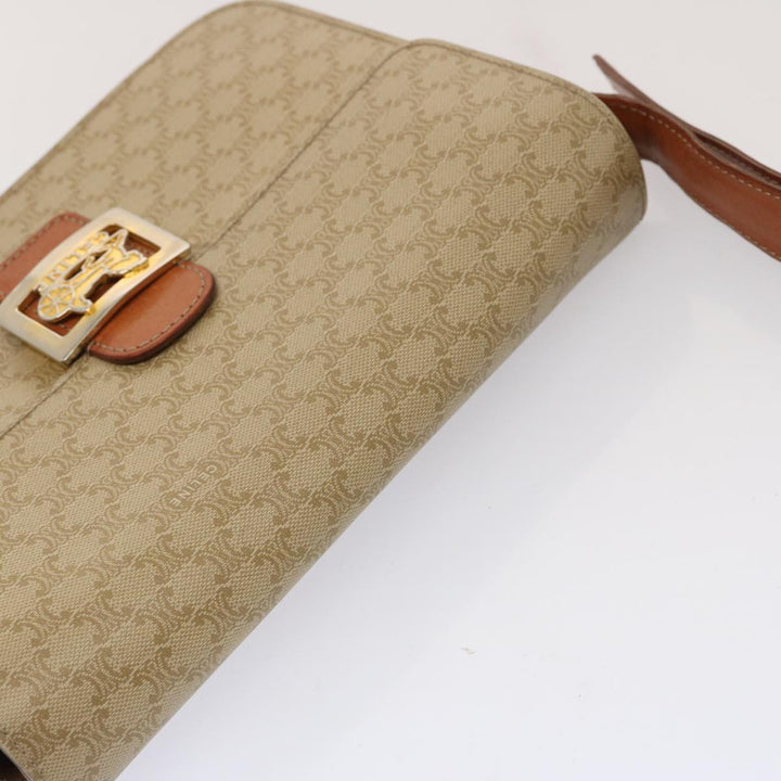 Celine Macadam Canvas Shoulder Bag Beige Auth 73295