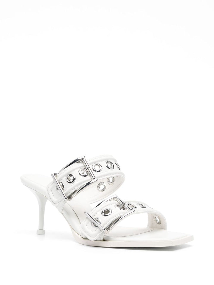 PUNK DOUBLE BUCKLE LEATHER MULES