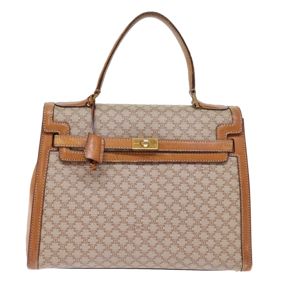 Celine Macadam Canvas Hand Bag Beige  73341