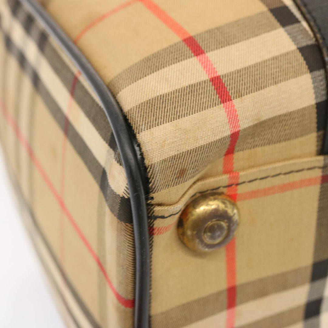 BurberrySs Nova Check Boston Bag Canvas Beige Auth 73347