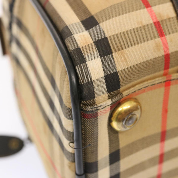 BurberrySs Nova Check Boston Bag Canvas Beige Auth 73347