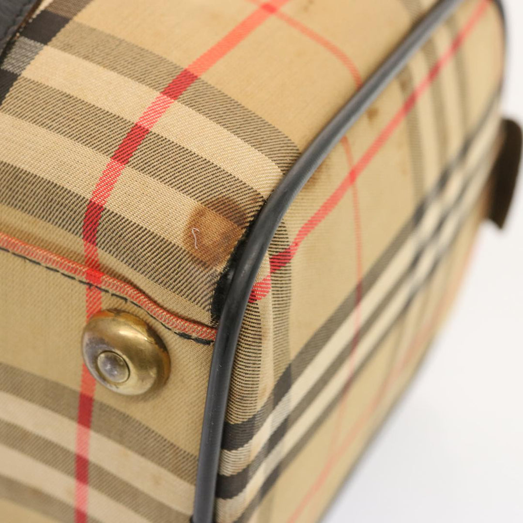 BurberrySs Nova Check Boston Bag Canvas Beige Auth 73347