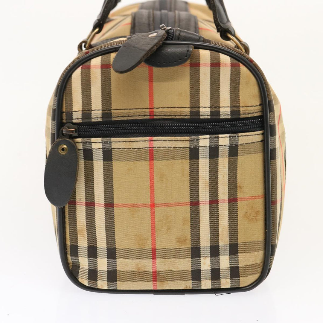 BurberrySs Nova Check Boston Bag Canvas Beige Auth 73347