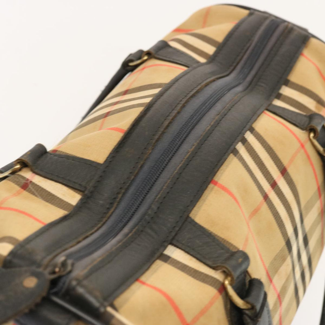 BurberrySs Nova Check Boston Bag Canvas Beige Auth 73347