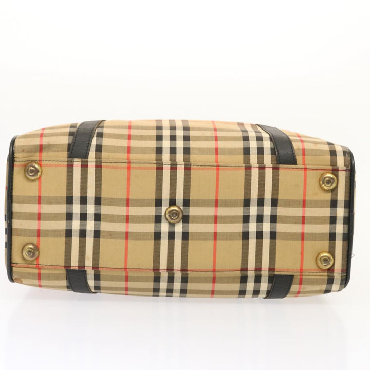 BurberrySs Nova Check Boston Bag Canvas Beige Auth 73347
