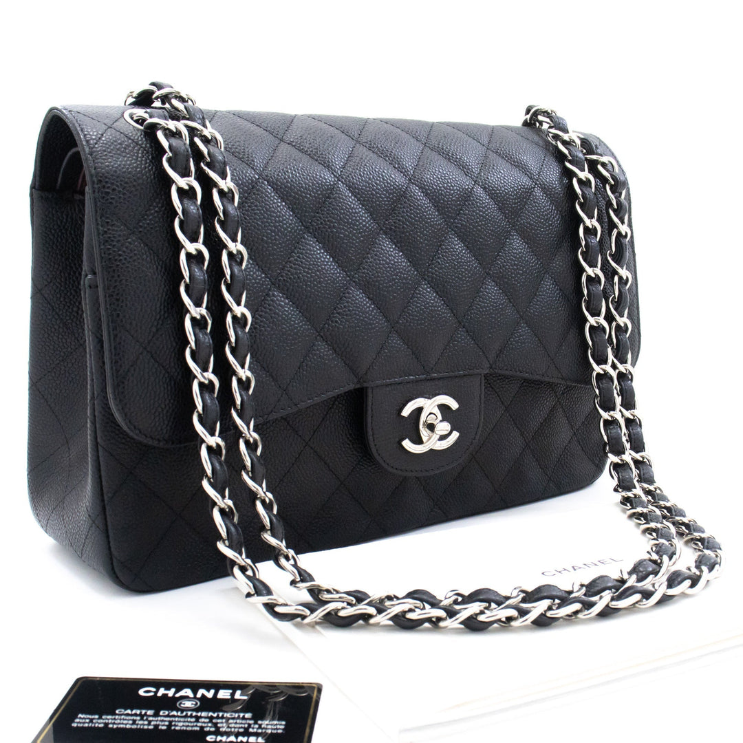 Chanel 11" Large Grained Calfskin Double New Chain Shoulder Bag