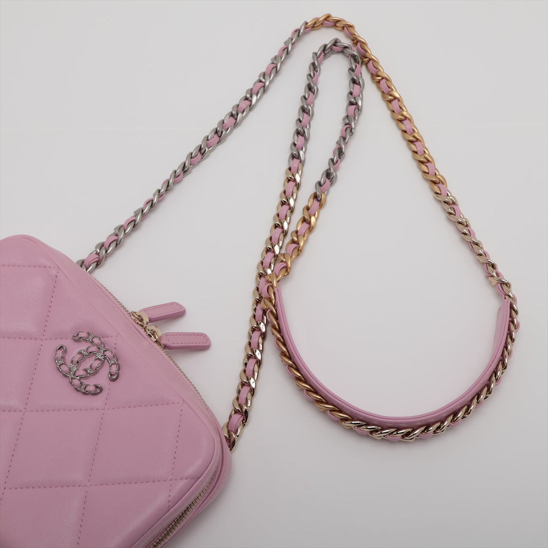 Top Quality Chanel 19  Chain Shoulder Bag Pink G x Silver Gold AP2728