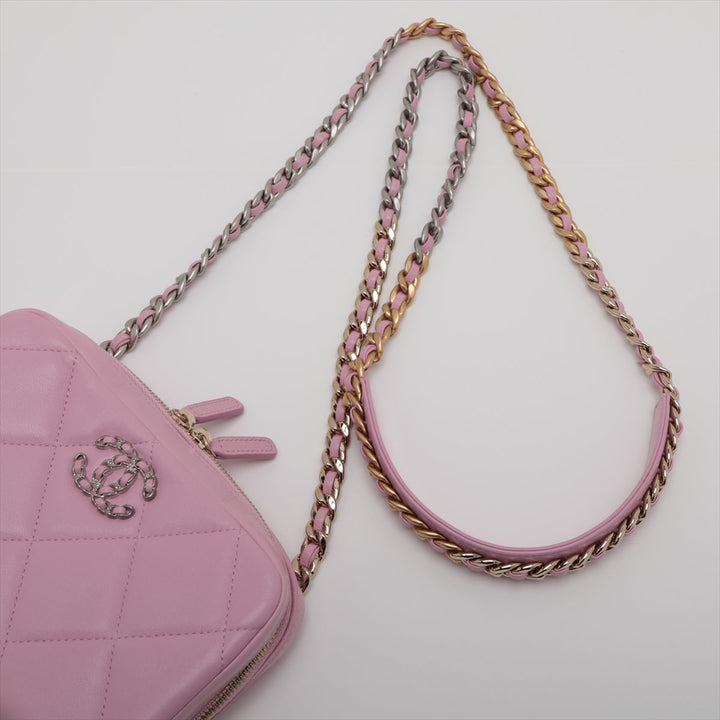 Top Quality Chanel 19  Chain Shoulder Bag Pink G x Silver Gold AP2728
