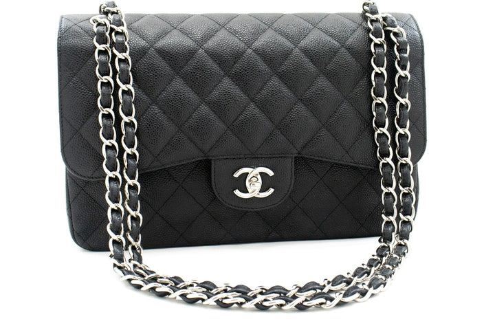Chanel 11" Large Grained Calfskin Double New Chain Shoulder Bag