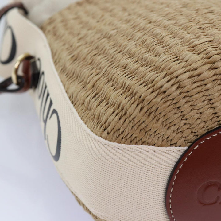 Chloe Woody Small Basket Shoulder Bag Raffia Beige 73397A