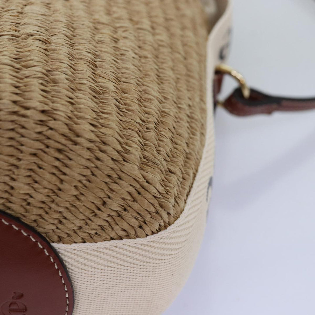 Chloe Woody Small Basket Shoulder Bag Raffia Beige 73397A