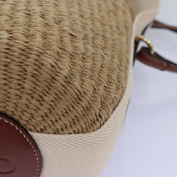 Chloe Woody Small Basket Shoulder Bag Raffia Beige 73397A
