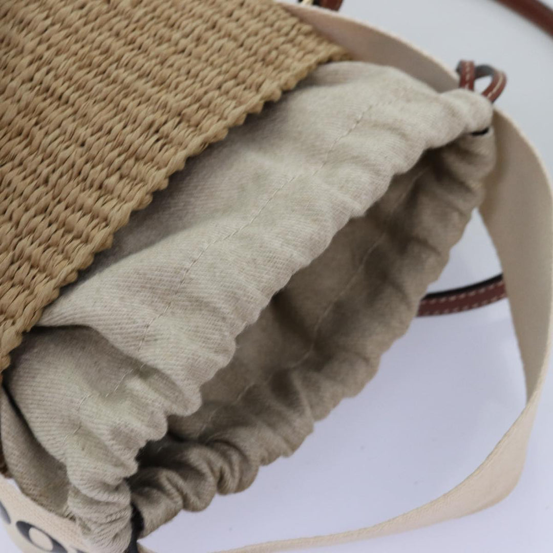 Chloe Woody Small Basket Shoulder Bag Raffia Beige 73397A