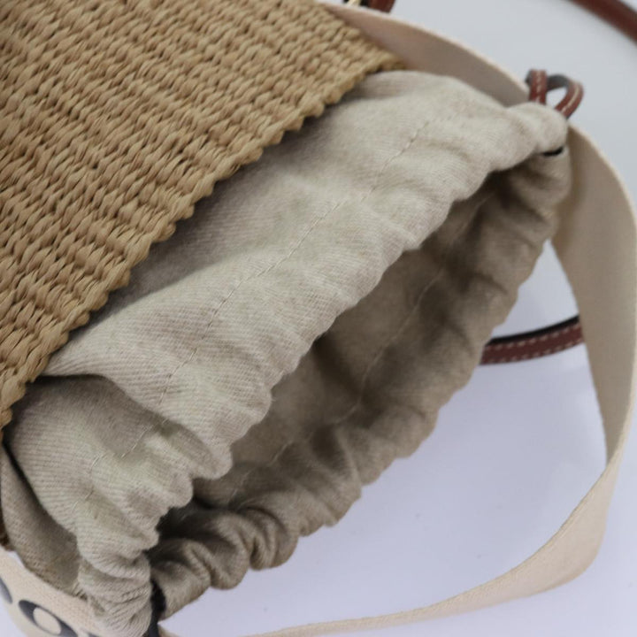 Chloe Woody Small Basket Shoulder Bag Raffia Beige 73397A