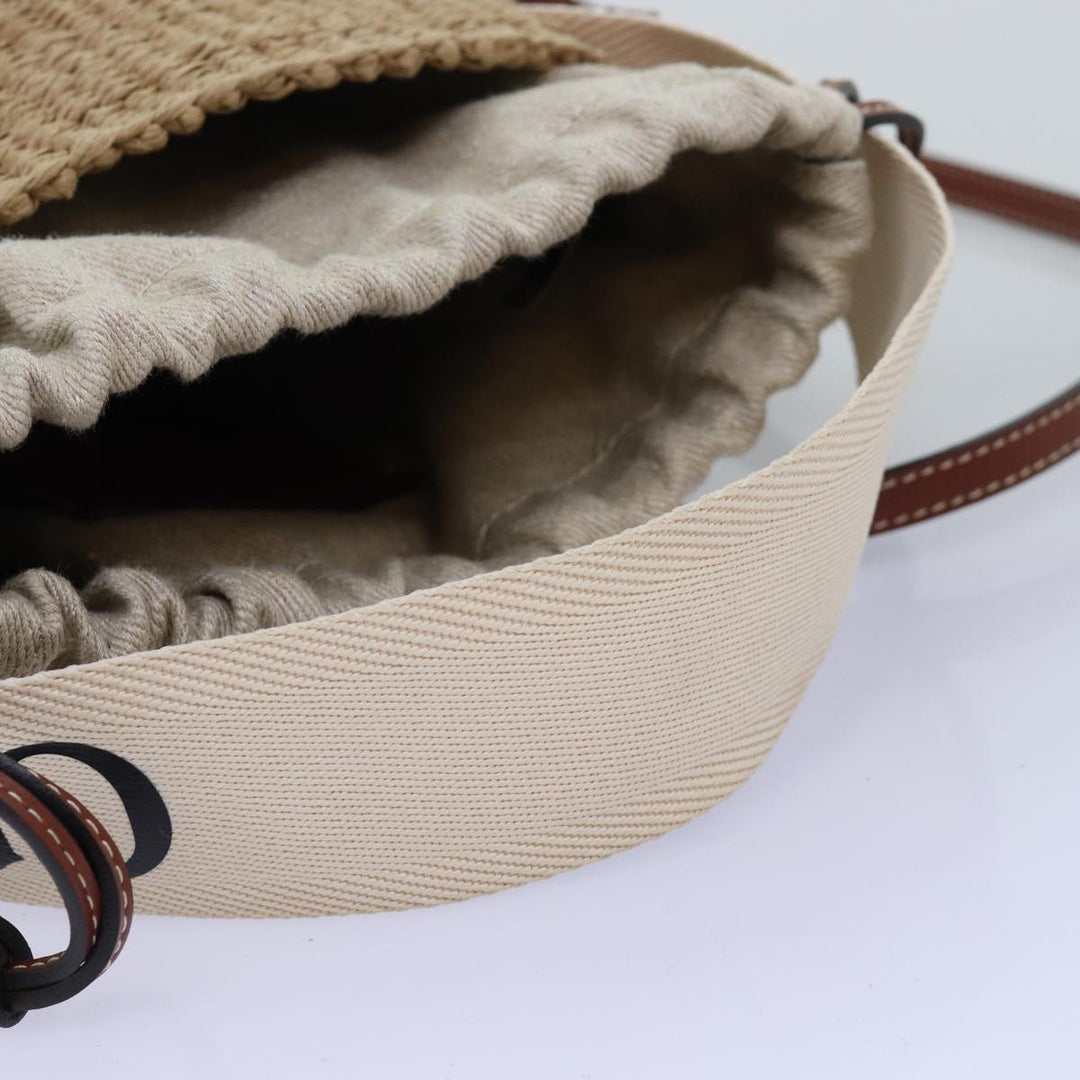 Chloe Woody Small Basket Shoulder Bag Raffia Beige 73397A