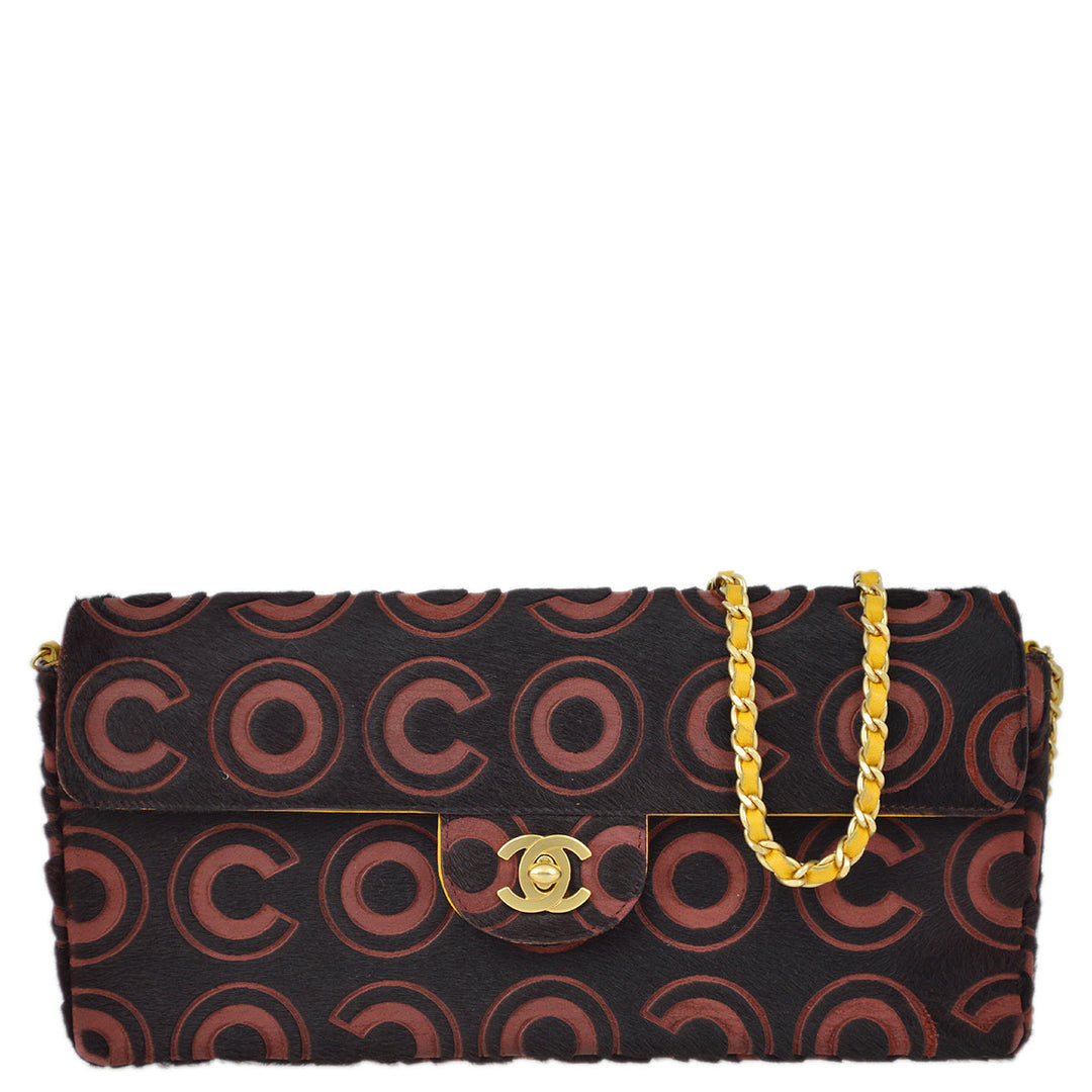 Top Quality Chanel Bordeaux Pony Hair COCO East West Shoulder Bag