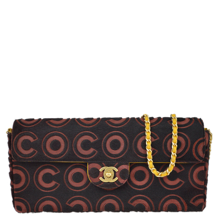 Top Quality Chanel Bordeaux Pony Hair COCO East West Shoulder Bag