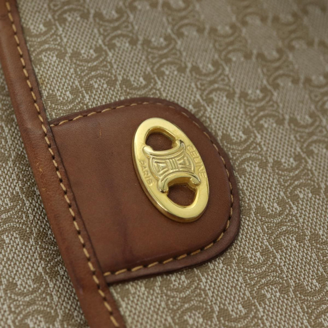 Celine Macadam Canvas Shoulder Bag Beige Auth 73415