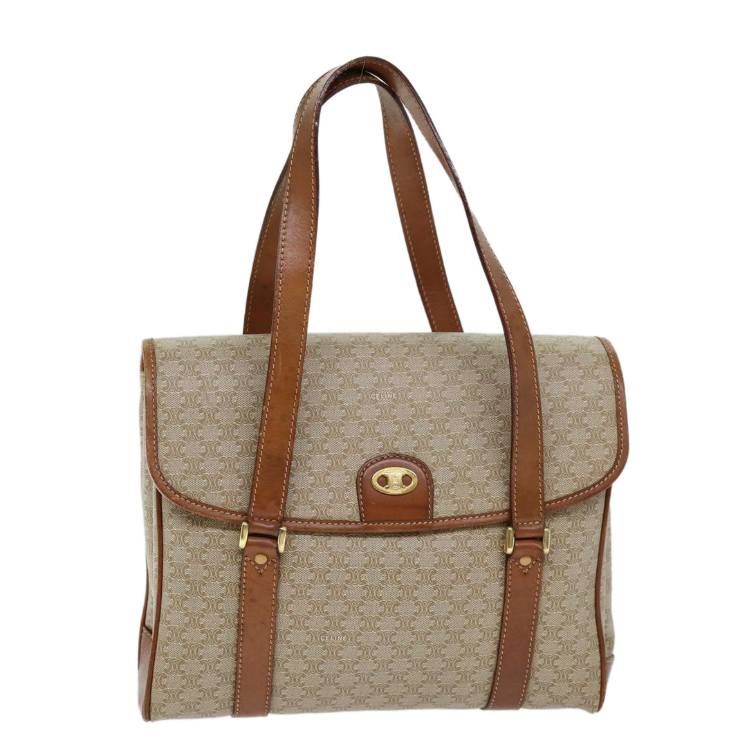 Celine Macadam Canvas Shoulder Bag Beige Auth 73415