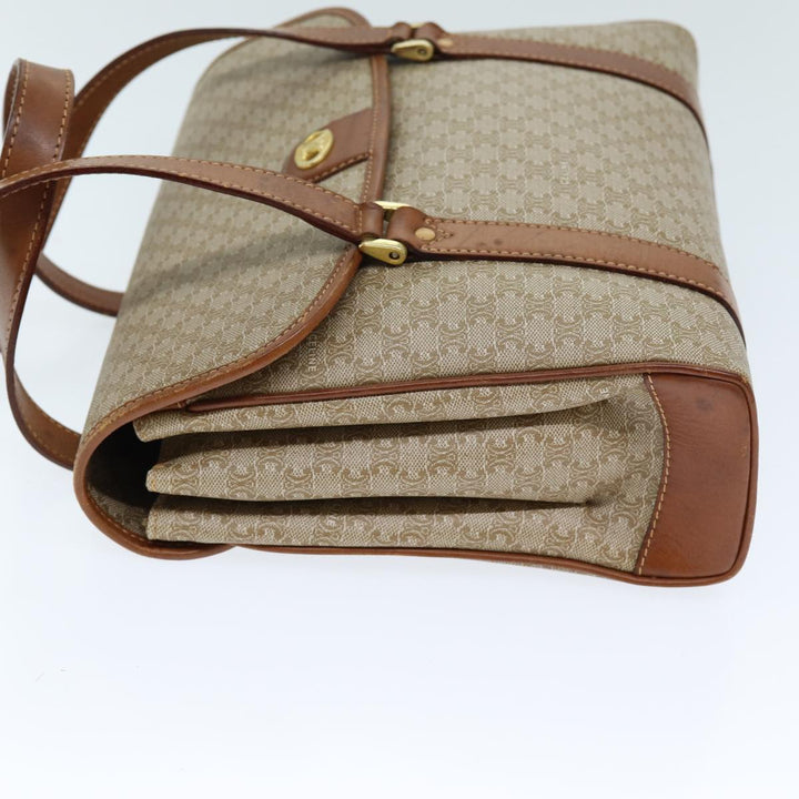 Celine Macadam Canvas Shoulder Bag Beige Auth 73415