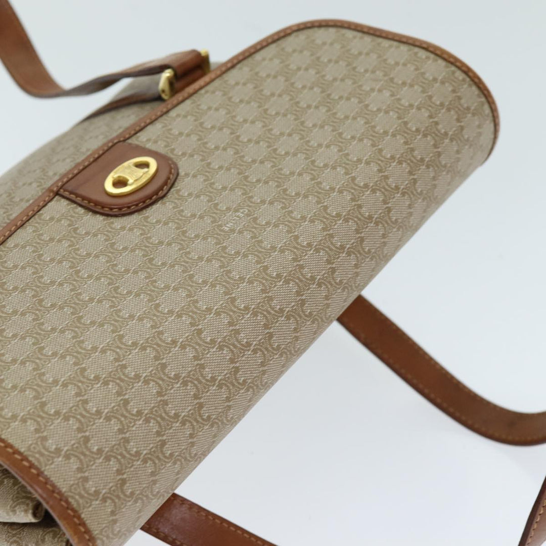 Celine Macadam Canvas Shoulder Bag Beige Auth 73415