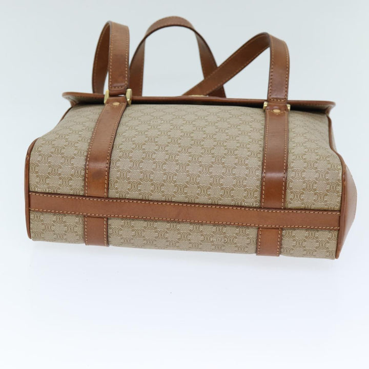 Celine Macadam Canvas Shoulder Bag Beige Auth 73415
