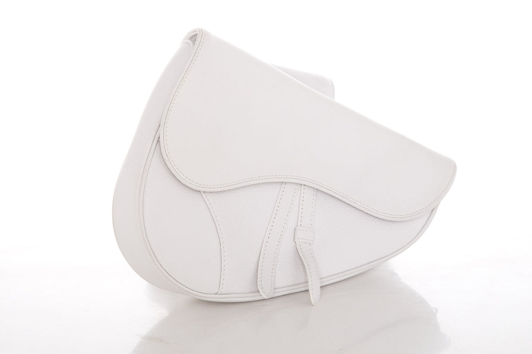 Christian Top quality Dior Ivory Saddle Leather Cross-Body Handbag