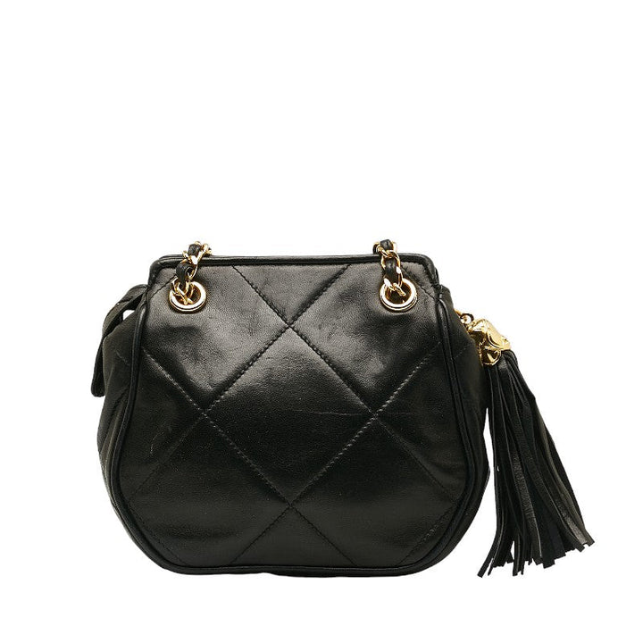 Top Quality Chanel Vintage Chain Shoulder Bag in Lambskin Black