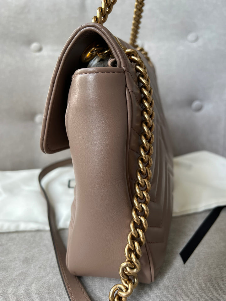 Gucci GG Dusty Pink Marmont Medium Shoulder Bag (RRP £2,070)