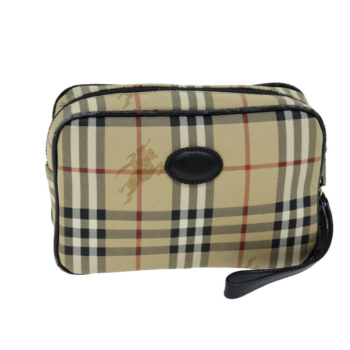 BurberrySs Nova Check Clutch Bag PVC Beige Auth 73528