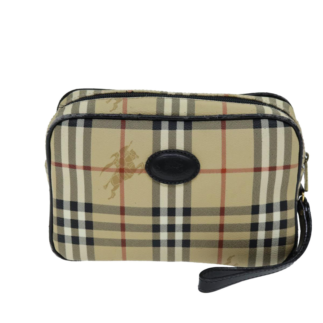BurberrySs Nova Check Clutch Bag PVC Beige Auth 73528