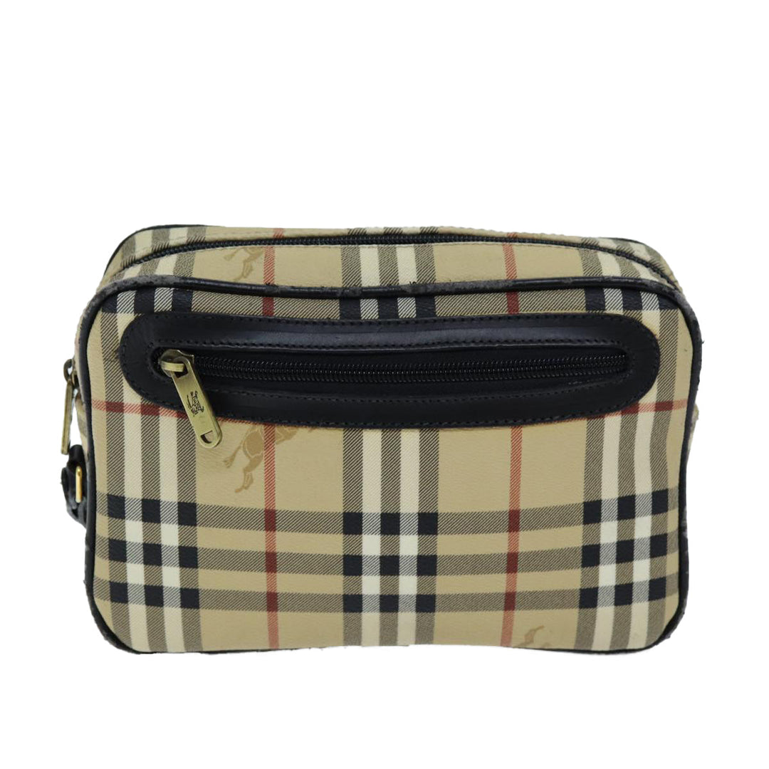 BurberrySs Nova Check Clutch Bag PVC Beige Auth 73528