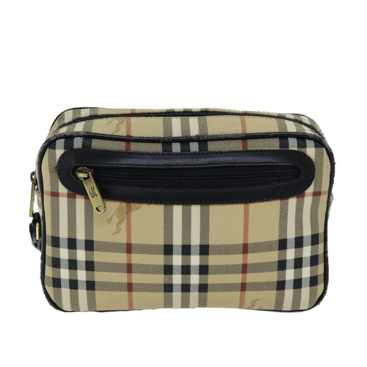 BurberrySs Nova Check Clutch Bag PVC Beige Auth 73528