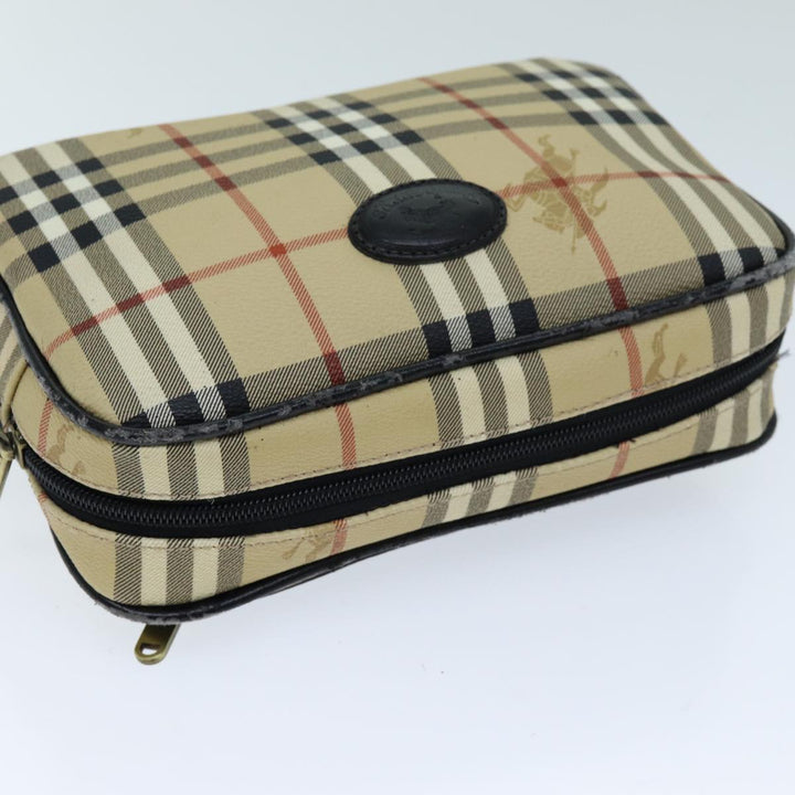 BurberrySs Nova Check Clutch Bag PVC Beige Auth 73528