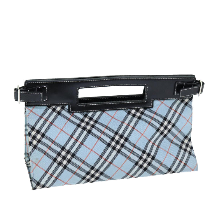 Burberry Nova Check Blue Label Hand Bag Canvas Light Blue Auth 73583