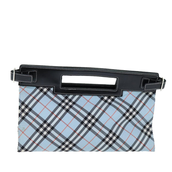 Burberry Nova Check Blue Label Hand Bag Canvas Light Blue Auth 73583