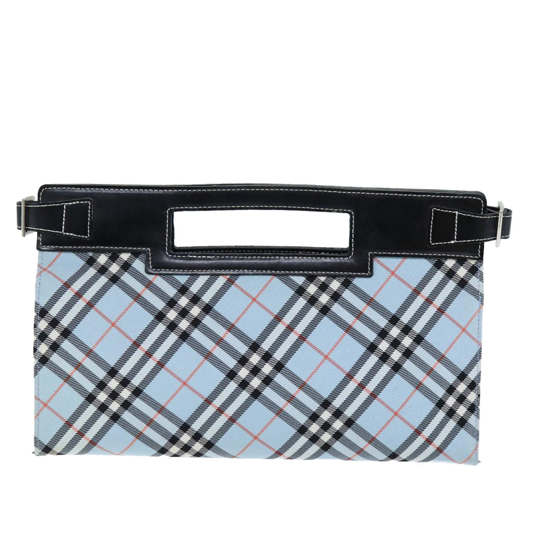 Burberry Nova Check Blue Label Hand Bag Canvas Light Blue Auth 73583