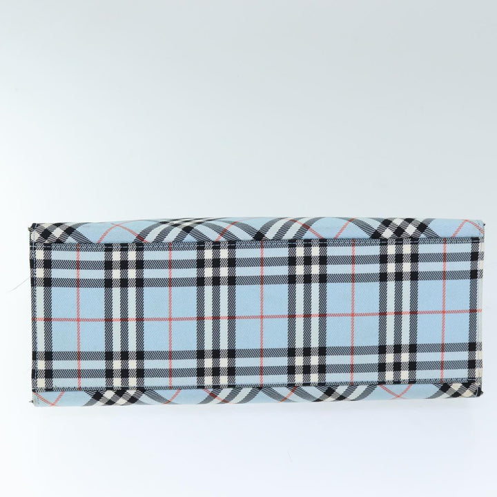 Burberry Nova Check Blue Label Hand Bag Canvas Light Blue Auth 73583