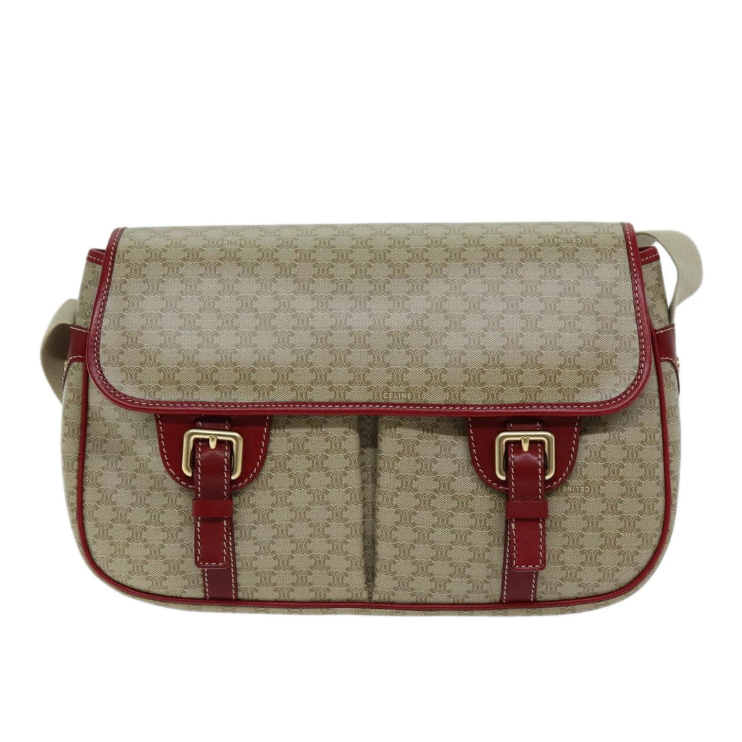 Celine Macadam Canvas Shoulder Bag Beige  73585