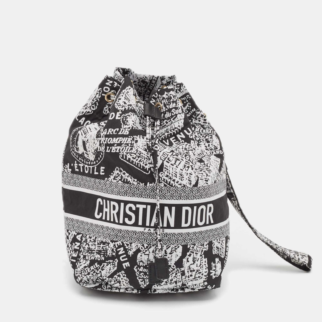 Top quality Dior Black/White Plan De Paris Nylon Top quality Diortravel Pouch