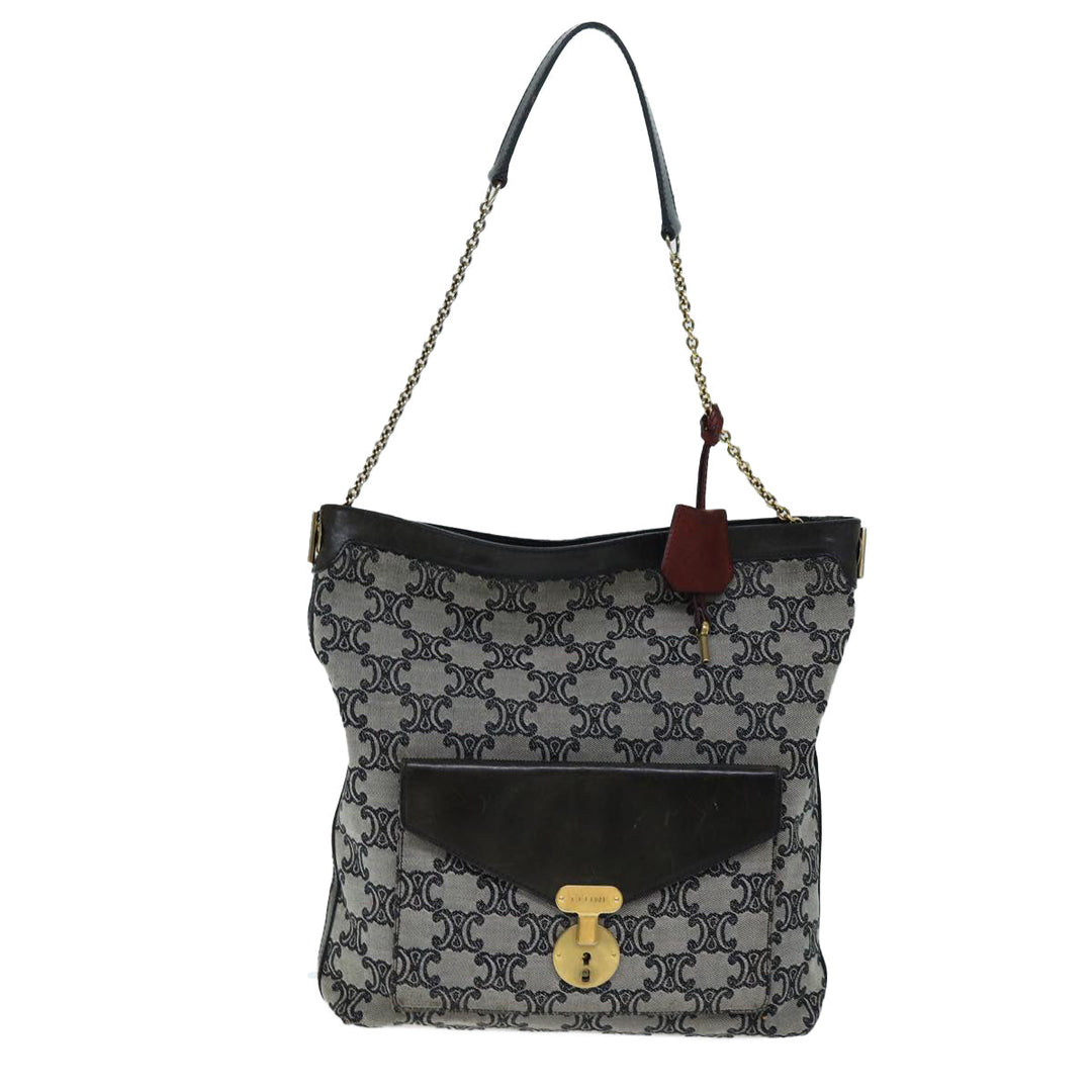 Celine Triomphe Canvas Shoulder Bag Gray  73617