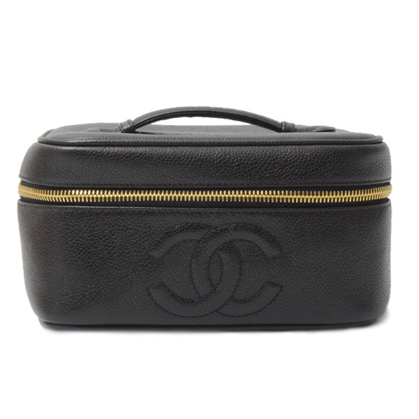 Top Quality Chanel Caviar Skin Vanity Bag Cosmetic Pouch Black