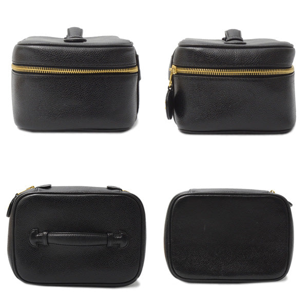 Top Quality Chanel Caviar Skin Vanity Bag Cosmetic Pouch Black