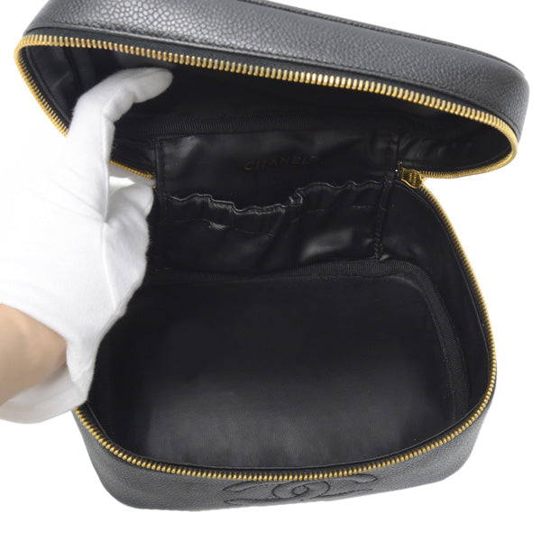 Top Quality Chanel Caviar Skin Vanity Bag Cosmetic Pouch Black