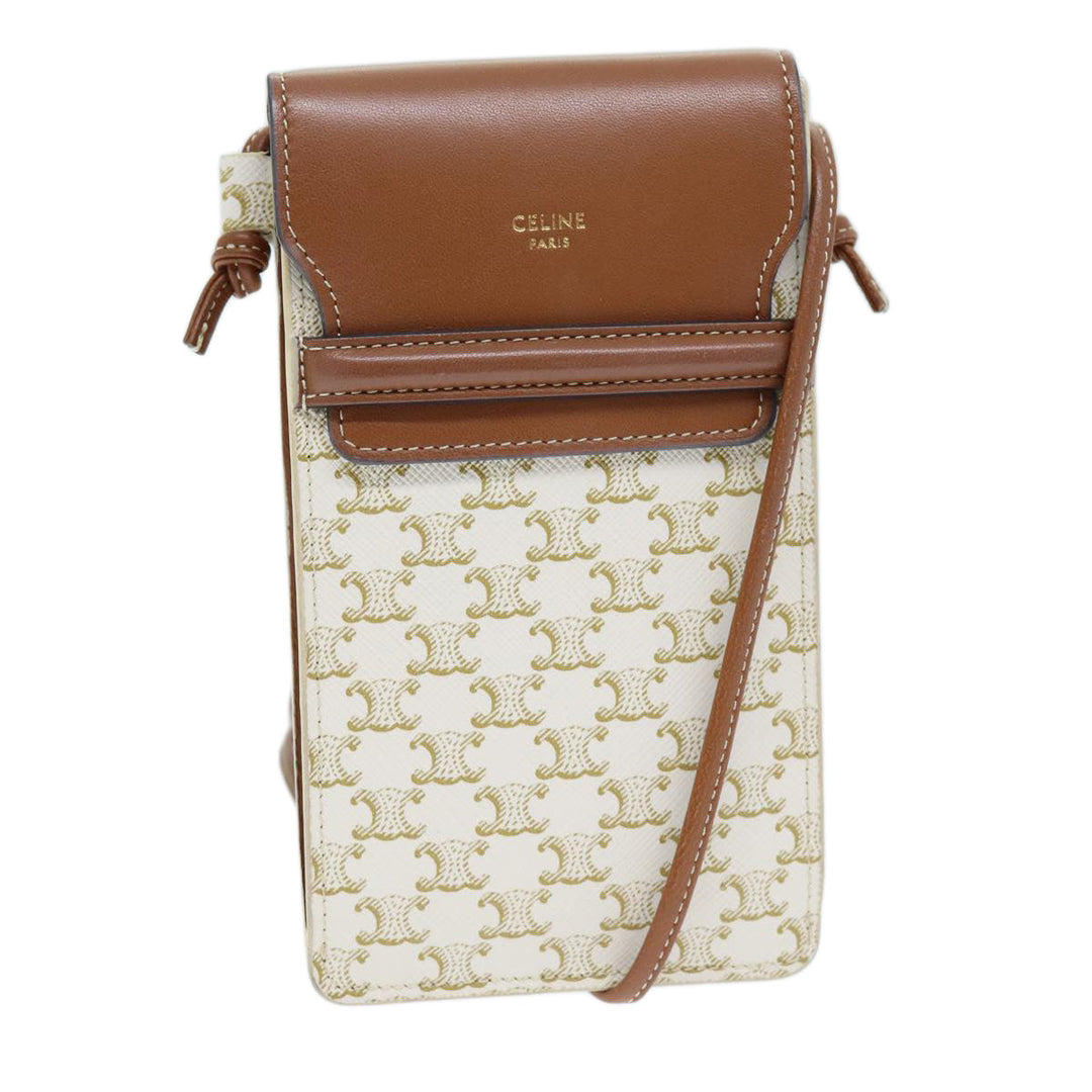 Celine Triomphe Shoulder Pouch PVC Leather Whe  73744