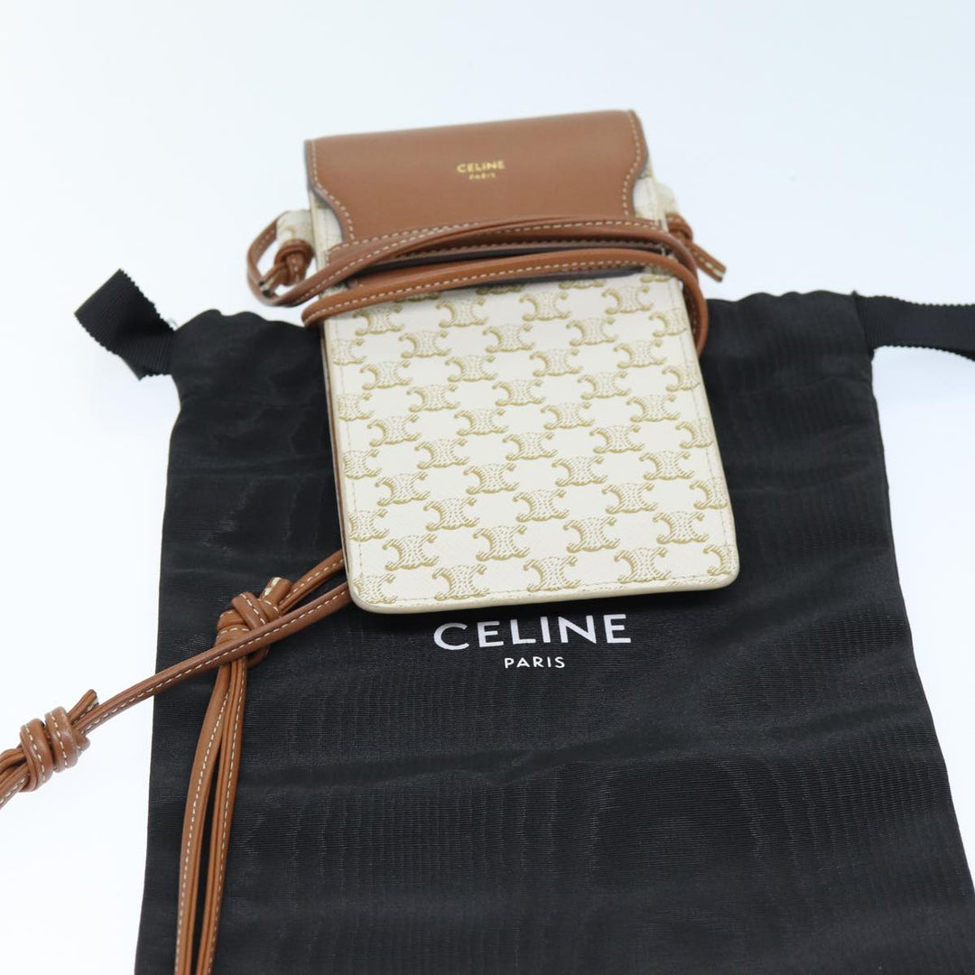 Celine Triomphe Shoulder Pouch PVC Leather Whe  73744