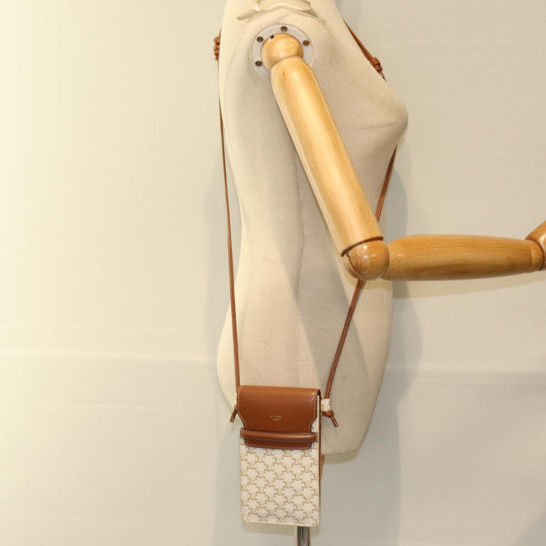 Celine Triomphe Shoulder Pouch PVC Leather Whe  73744