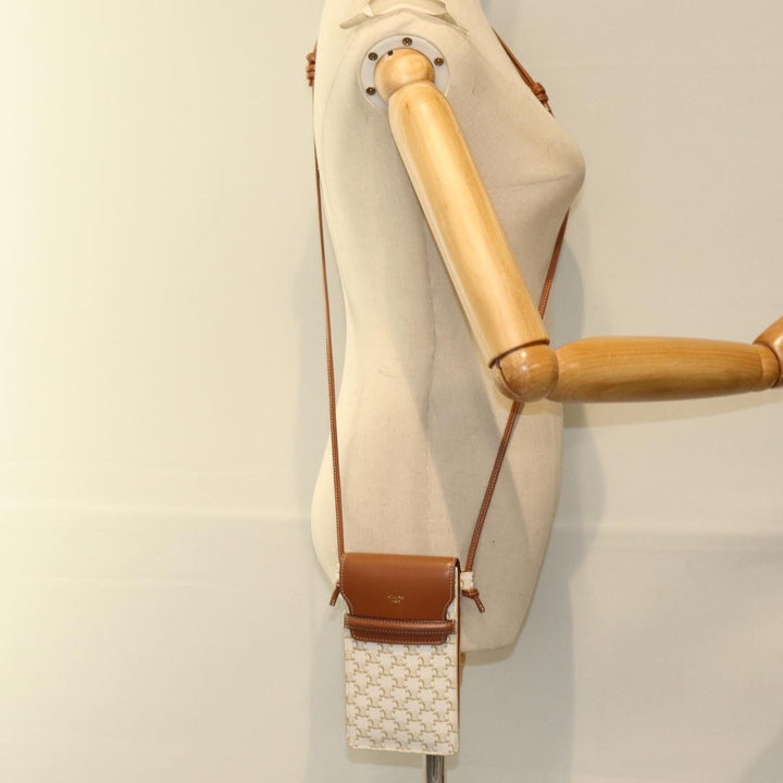 Celine Triomphe Shoulder Pouch PVC Leather Whe  73744