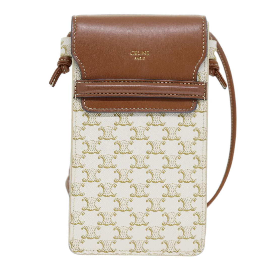 Celine Triomphe Shoulder Pouch PVC Leather Whe  73744
