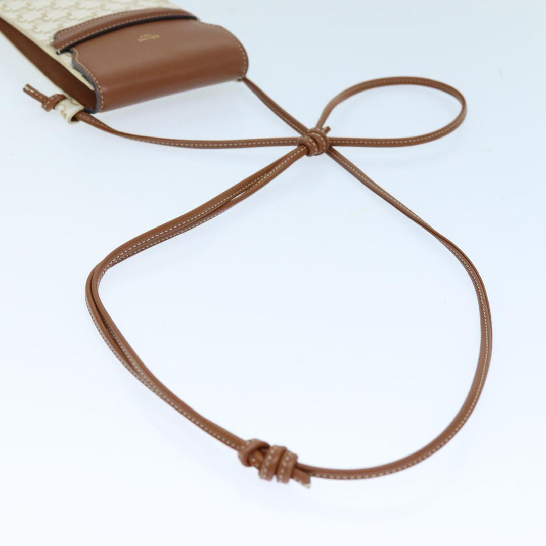 Celine Triomphe Shoulder Pouch PVC Leather Whe  73744